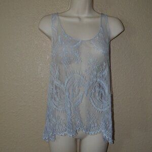 Sz XS Bonnie Strauss Light Blue Lace Nylon Tank Top